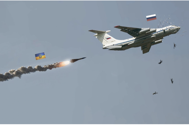 Scary moment! Russian military transport plane Il-76 was blown up by Ukrainian missile in mid-air.